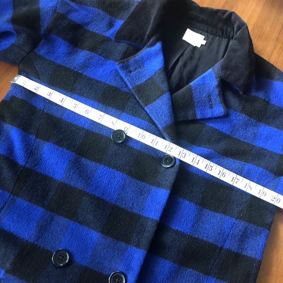 Alice & Urban Oputfitters Blue Buffalo Check Pea Coat ✨Ladies Size S Wool Blend - Picture 9 of 11
